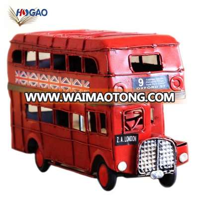 China factory direct sell London street classic red double decker bus pure handmade small london bus toy