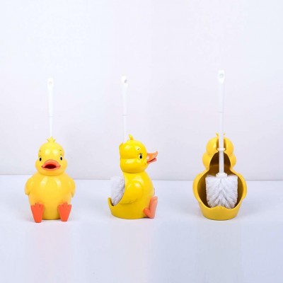 Creativity Resin Toilet Brush Holder Free Standing, Cartoon Duck Toilet Scrubber Set/Loo Brush for Bathroom Toilet