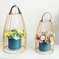 Metal Golden Garden Decorative Wall Hanging Planter Pots Holder Flower Pot For Home Decor