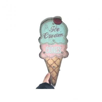 Ice Cream Custom Wall Decorations Metal Wall Handmade Marquee Embossed Tin Decor Industrial Style Wall Hanging Decor